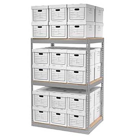 Global Industrial Record Storage Open With Boxes 42WX30DX60H, Gray B2298000